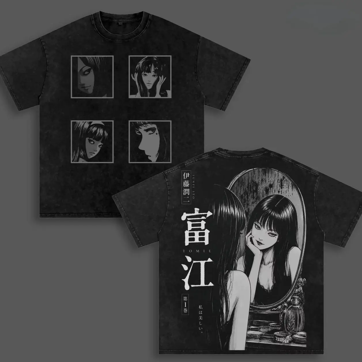 Horror Manga Tomie T-shirt Y2k Vintage Washed T Shirt Men Women Clothing Summer Short Sleeve High Quality Cotton Tees Clothes I