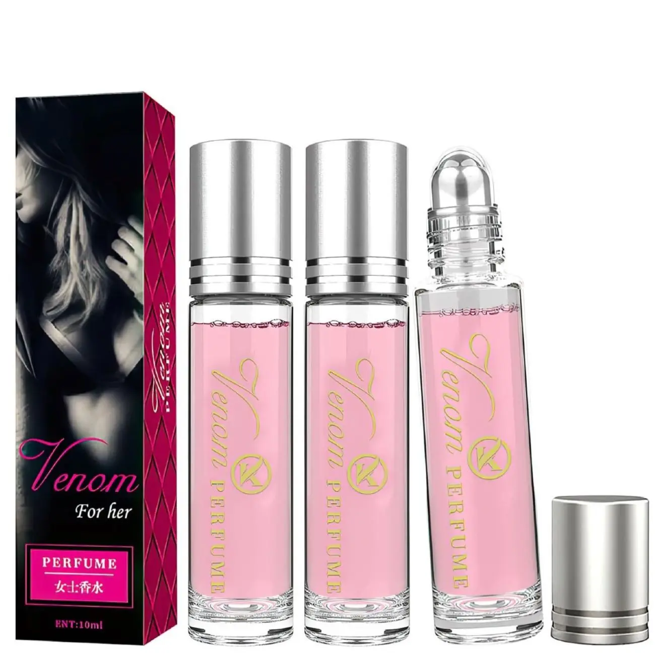 2-Pack Pheromone Perfume Venom for Her,0.34oz Rollerball Travel Size Perfume for Women,Women's Peromones Fragrance Oil -Floral Fruit Scent, Long-Lasting Attraction Perfume to Enhance Confindence for Dates,Gifts,Daliy Wear