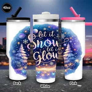 1 pc 40 oz Magical Winter Wonderland Tumbler with lid and straw, insulated winter travel mug, gift for women and men, ideal for Valentine’s Day, Easter, birthday gifts, iced/hot coffee cup