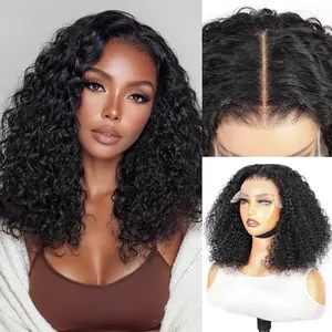Chicrosa Premium 7x5 Knotless Human Hair Wig 5X7 HD Lace Frontal Curly Bob Wigs Human Hair Glueless Wig with Fake Scalp Natural as Skin Color 180% Density  Pre-plucked with Baby Hair for Stylish Look