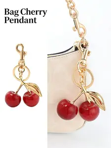 Cherry-Shaped Leather Keychain Charm | Cute Purse & Handbag Accessory | Adorable Keyring for Car Keys & Bags