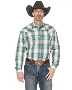 Stetson Men's Dobby Plaid Print Long Sleeve Snap Western Shirt - 11-001-0478-2003