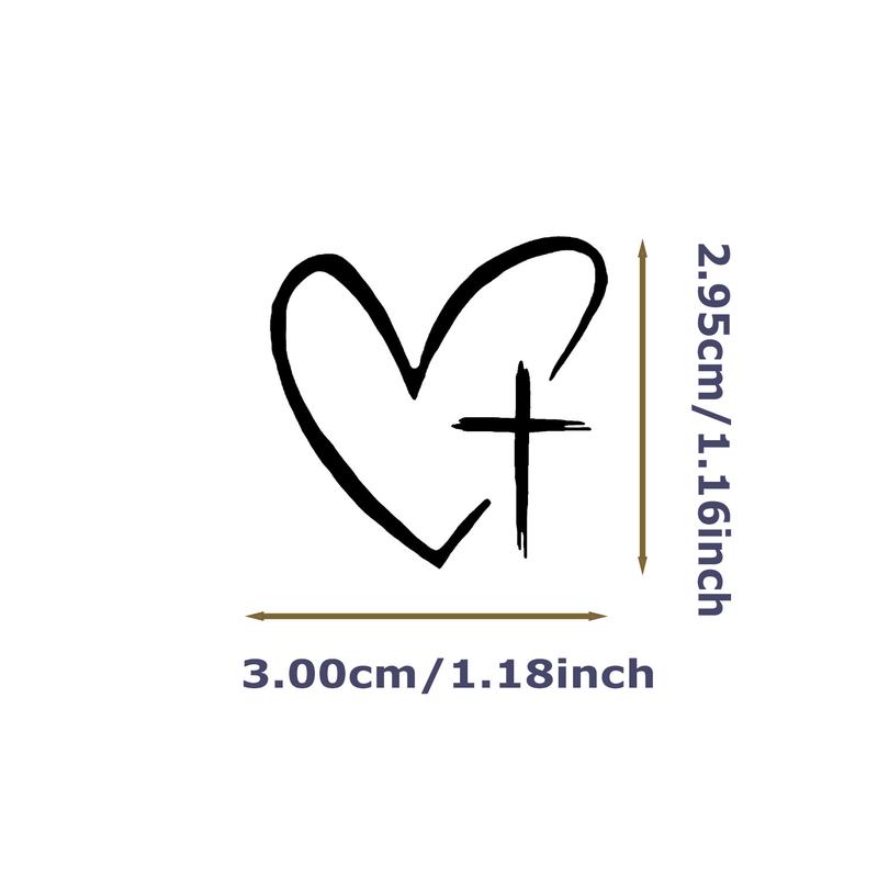 4pcs Heart & Cross Pattern Car Mirror Sticker, Car Rearview Mirror Decal, Vinyl Die Cut Decal, Universal Car Exterior Accessories