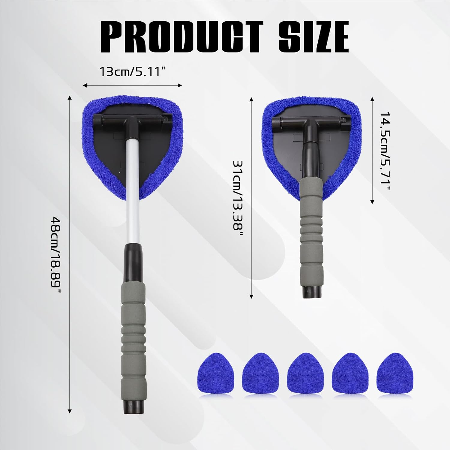 10pcs Car Glass Cleaning Tool Kit - Extendable Handle  with Reusable Microfiber Pads & Spray Bottle for Windshield & Interior