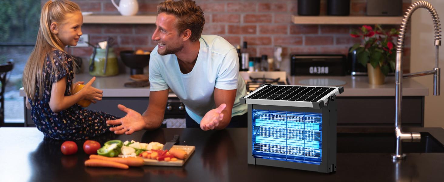 AUKFA Solar Bug Zapper Outdoor, Waterproof Mosquito Zapper Outdoor Solar Powered, 4500V Electric Bug Zapper Indoor w/Smart Light Sensor, Mosquito Trap Fly Zapper for Patio Kitchen Garage Yard Camping