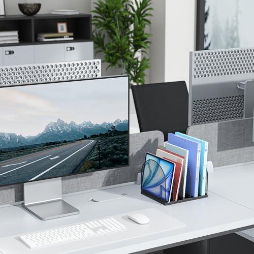 gianotter Desktop File Organizer, Desk Organizer with 5 Compartments, Paper Organizer for Desk, Workspace Organizers for Office Supplies (Black)