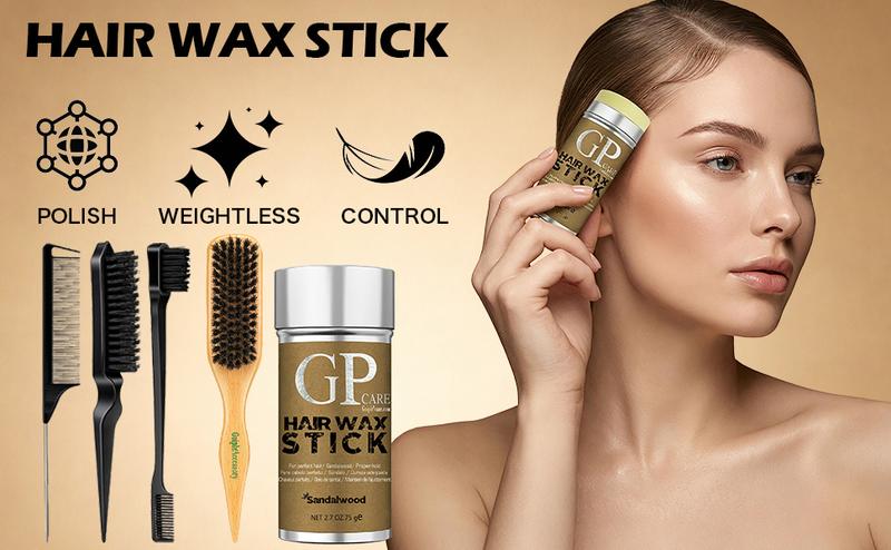 Hair Wax Stick Set, 4 Counts Long-lasting Fly Away Tamer Zero Crunch FlakesEdge Slick Pomade for Baby Hairs Natural Hold Gel Haircare Smooth