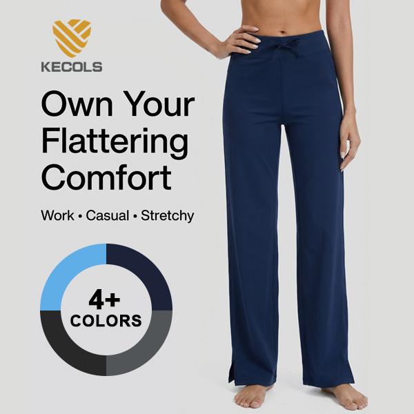 High Waisted Wide Leg Pants for Women - Stylish Athletic Lounge Trousers with Pockets, Soft Stretch for Yoga Workout