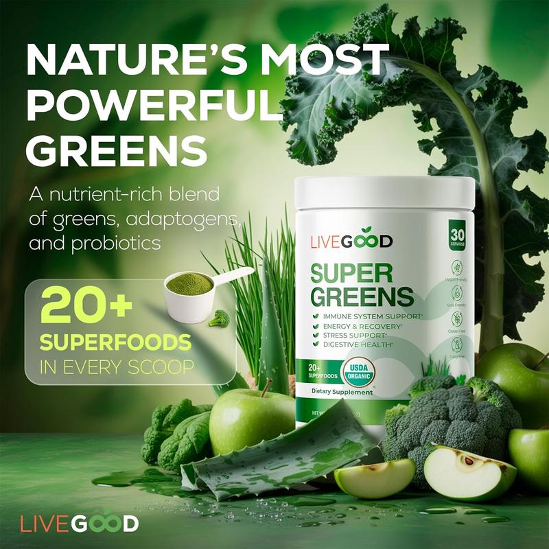 Live Good Organic Super Greens – Organic Super Greens | Plant-Based Green Superfood