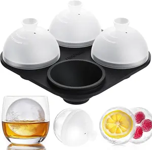 Silicone Whiskey Ice Ball Mold - 2.4 Inch Large Ice Cube Trays Molds Silicone with Lids - Ice Sphere Maker for Cocktails, Bourbon, Rum