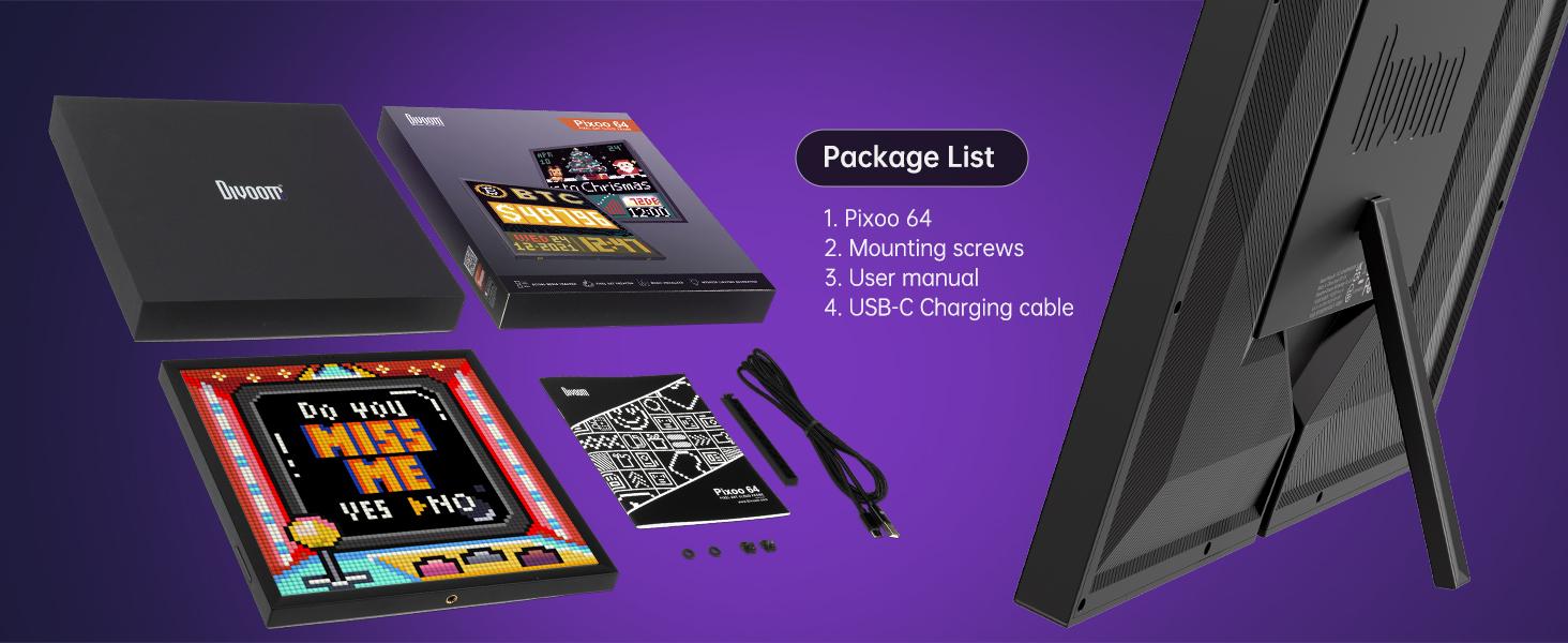 Divoom Pixoo-64 WiFi Pixel Cloud Digital Picture Frame 64x64 LED Display APP Control for Gaming Room Decor & Social Media Fan Counter - Decorative