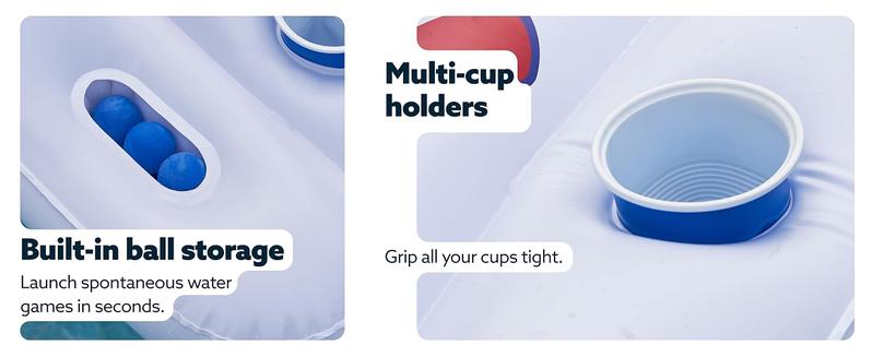 SLOOSH Pool Toys Games Set - Pong Toss Game Water Toys for Adults Kids Family Games, Inflatable Floats Lounge Raft Floating Swimming Pool Accessories 6x3 FT Table with 10 Pong Balls for Parties 4th of July