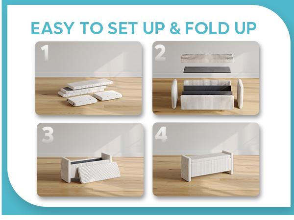 Pinmoco Storage Ottoman Bench - Upholstered Corduroy Entryway Bench for Living Room & Bedroom - Versatile Design for Comfort and Style