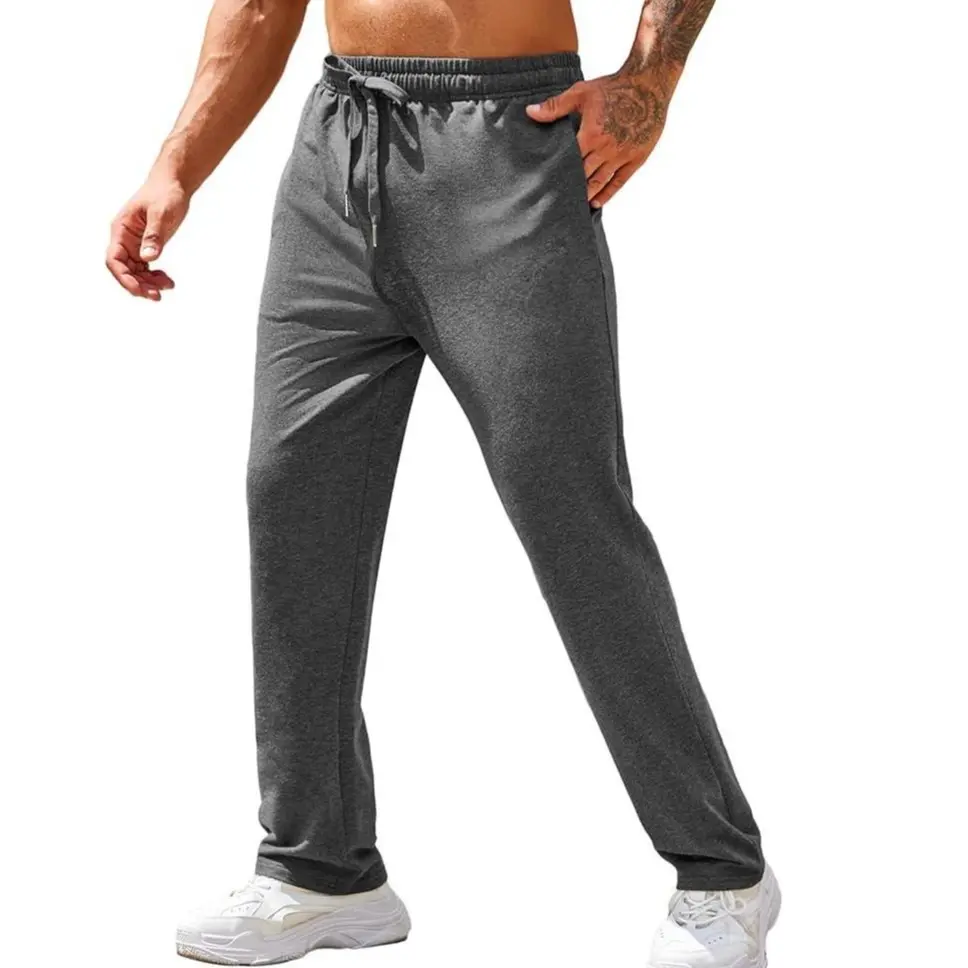 COOFANDY Men's Cotton Sweatpants Open Bottom Lounge Pants Lightweight Casual Jogger Pants with Pockets - For Sports/Casual/Gym/Outdoor Menswear Stylish Basic Day Elastic Loose Track Pants