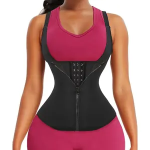 Waist Trainer Vest for Women,Zipper Corset Slimming Body Shaper for Tummy Control Neoprene Cincher Tank Top with Straps Shapewear Womenswear Adjustable Elastic Fit Workout