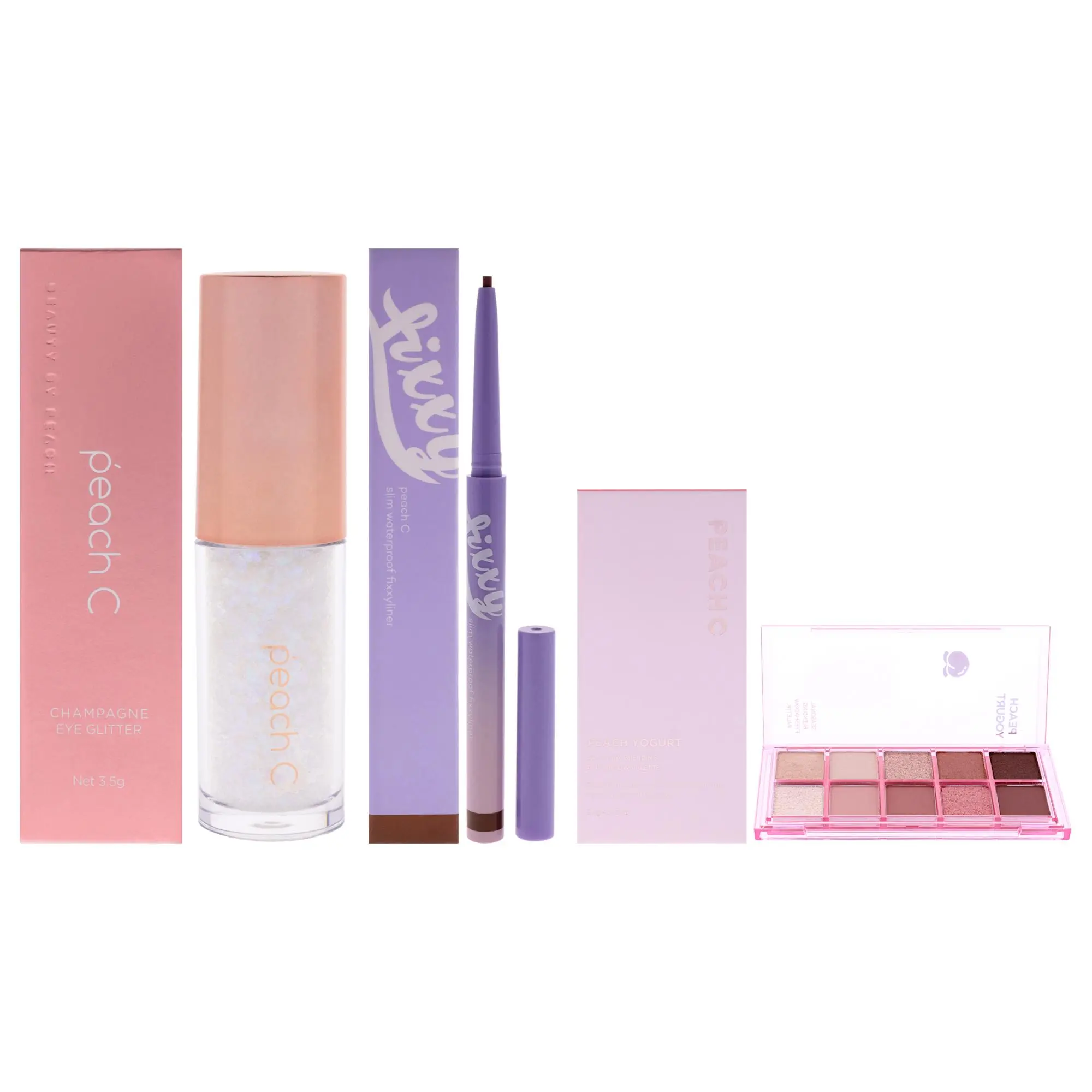 Peach C Kit by Peach C for Women - 3 Pc Kit 0.12oz Eye Shadow - 01 Pure White, 0.04 Eyeliner - 03 Soft Brown, 0.33oz Eye Shadow - 06 Peach Yogurt