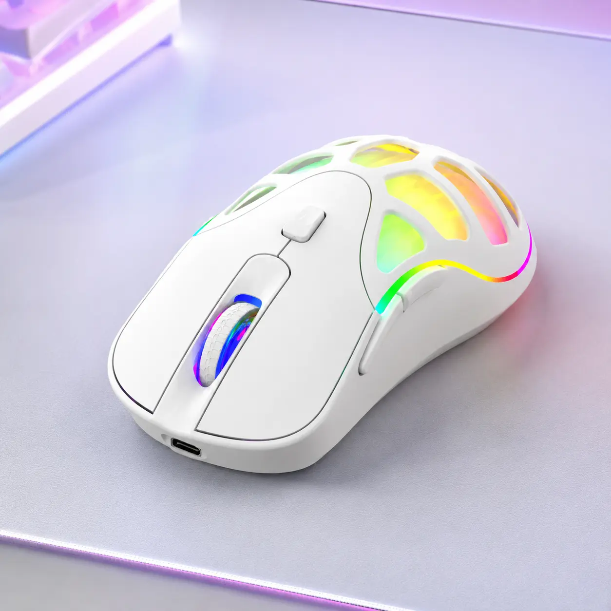 M36 Wireless RGB Gaming Mouse, 2.4G Bluetooth Rechargeable Mouse, 6400 DPI, 6 Buttons, 78g Lightweight Hollow Shell for PC Laptop low latency, Gaming Setup Accessories, Desktop Mouse