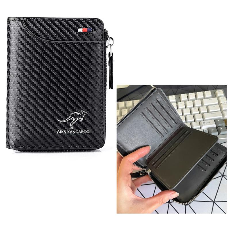 Human RFID Blocking Leather Wallet Credit Card ID Holder Zipper Purse Waterproof
