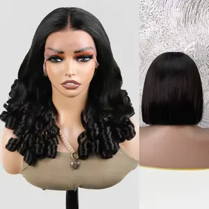 [BUY 1 GET 1] Raw Vietnamese Hair SDD 250% Density Bouncy Curly Wig Super Double Drawn  13X4 Lace Front Wigs Natural Black Color And Ombre  Highlight Color Pre Plucked For Women #TikTokShop