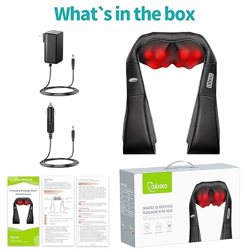 Cotsoco Shiatsu Neck Massager with Heat, Back Shoulder Massager Deep Kneading, Comfort Electric Massager for Home Office Car Use, Gift for Women & Men, Valentine's Day gifts