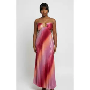Amora Maxi Dress - Pink, Y2K Style, Lace-Up Back, Flowy Silhouette, Adjustable, Breathable Fabric, Terylene Material, Summer Wear