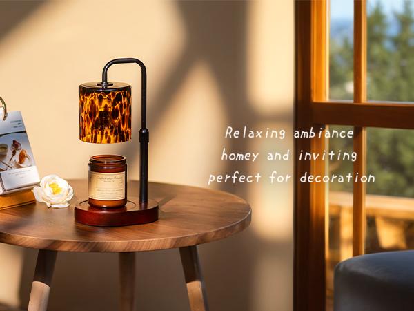 Tortoise Shell Home Decor: Black Candle Warmer Lamp with Timer Vintage Leopard Lamp with 2 Bulbs Height Adjustable Candle Warmer Dimmable Christmas Gift for Women