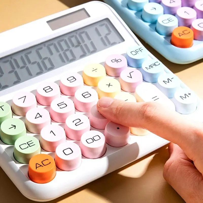 Plastic 12-Bit Display Desktop Calculator - Typewriter-Style Design, Large Buttons, Easy-to-Use, Auto Power-Off, 15-Degree Angle, Solar Energy, Office Stationery for Adults, Home & Office Accounting Supplies, None