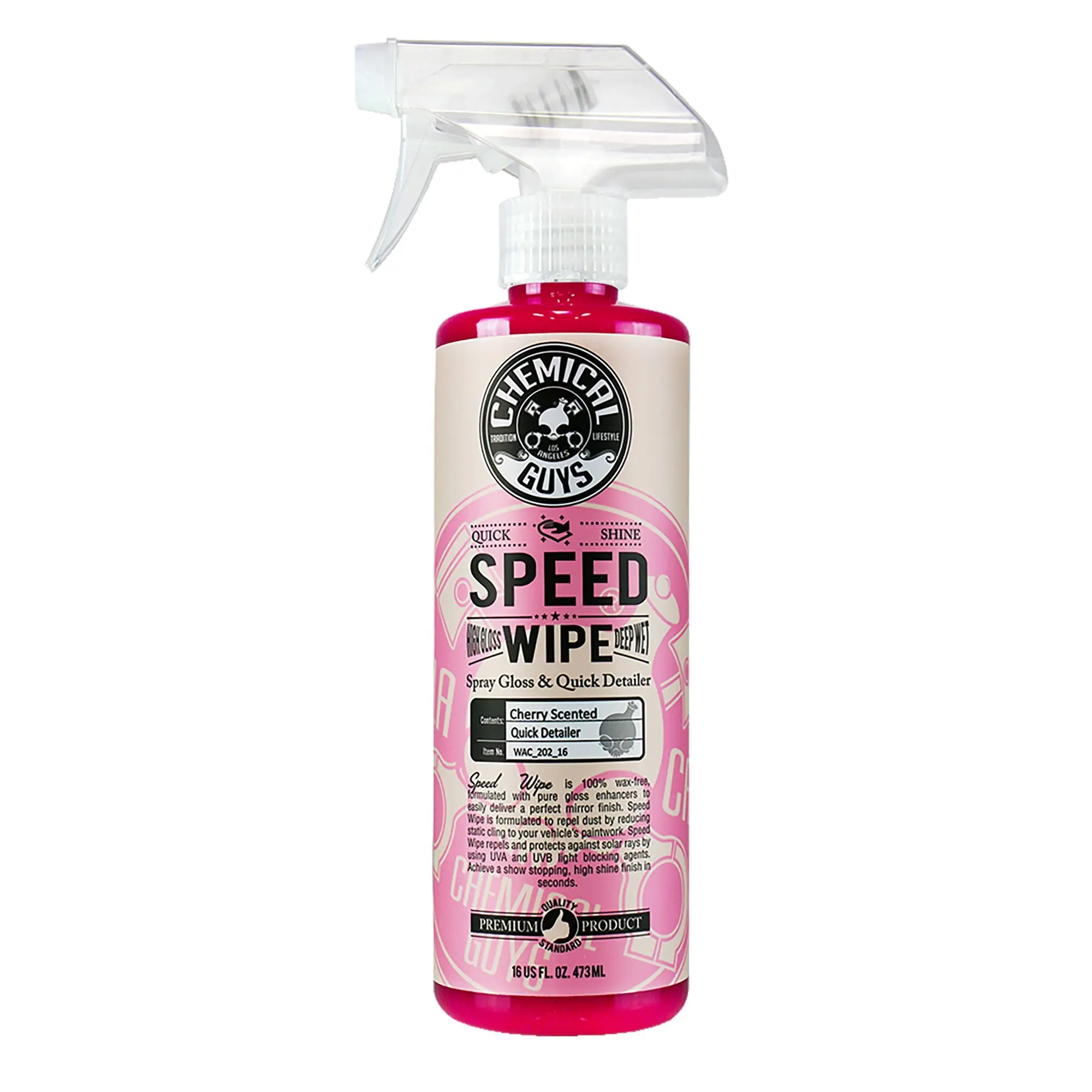 Chemical Guys Speed Wipe Quick Detailer 16oz Mist Spray Bottle - Exterior Cleaner Protectant for Cars, Motorcycles - Removes Dirt, Dust, Reduces Static Cling, Adds UV Protection, Streak-Free High Gloss for Paint, Chrome, Trim, Bumpers, Microfiber Towel