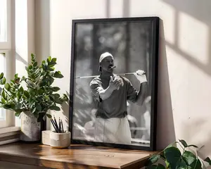 [UNFRAMED] Michael Jordan Golf Wall Art, Black & White Iconic Poster, Sports Decor for Game Room