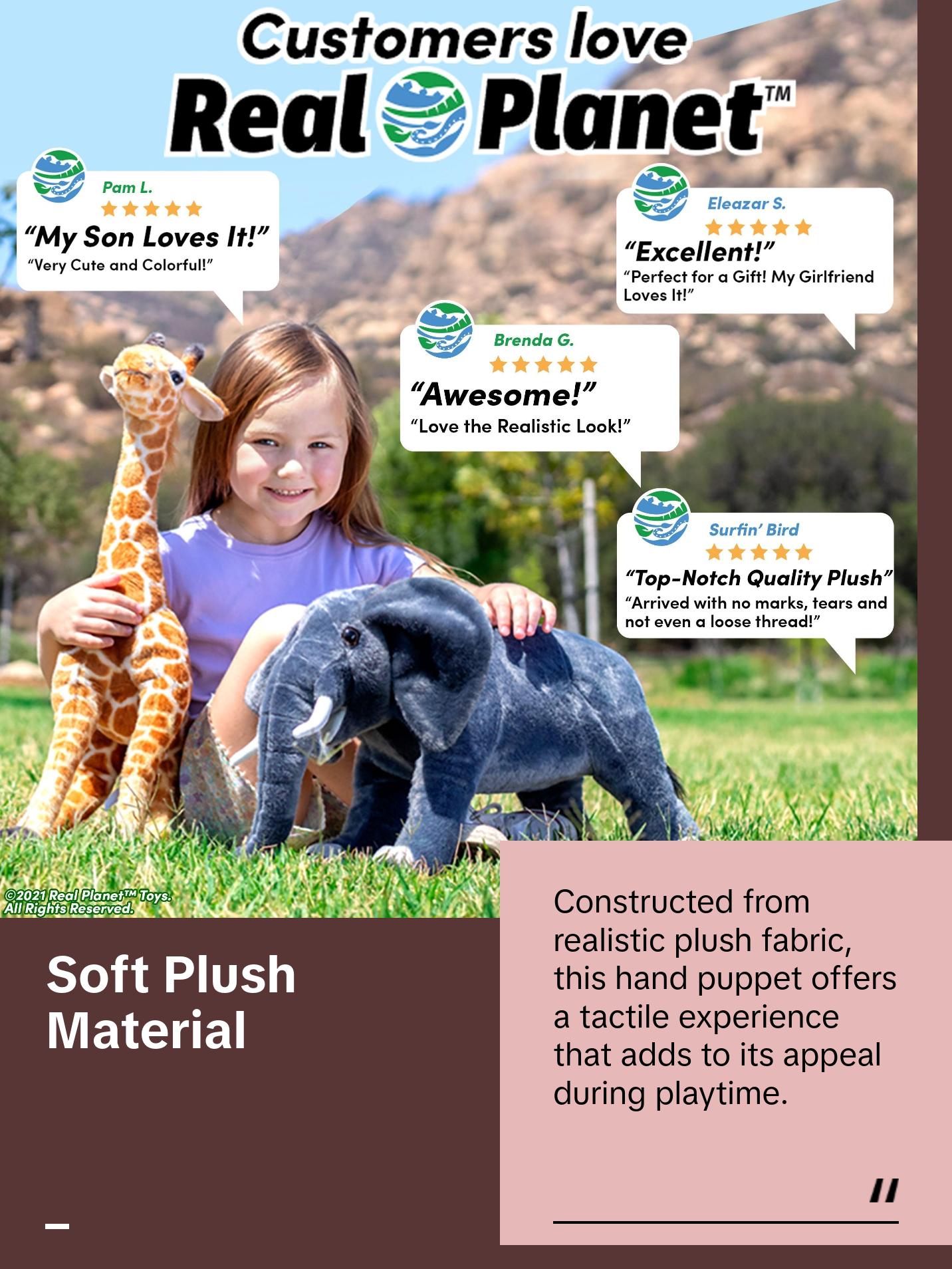 Real Planet™ Green Dilophosaurus Hand Puppet Green Realistic Plush Stuffed Animal