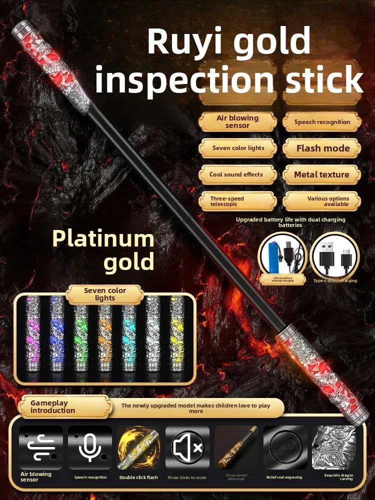 Monkey King Golden Hoop Staff Toy, Voice Controlled Glow Sword for Boys, Kids Retractable Magic Toy