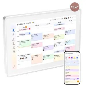 15.6" Digital Wall Calendar&Family Organizer,Smart Home Planner with 1920x1080 IPS Touchscreen,Chore Chart&Shared Schedule Display,WiFi Electronic Command Center for Kitchen&Office,Wall Mounted Interactive Calendar,Syncs with Google Calendar&Alexa (White)