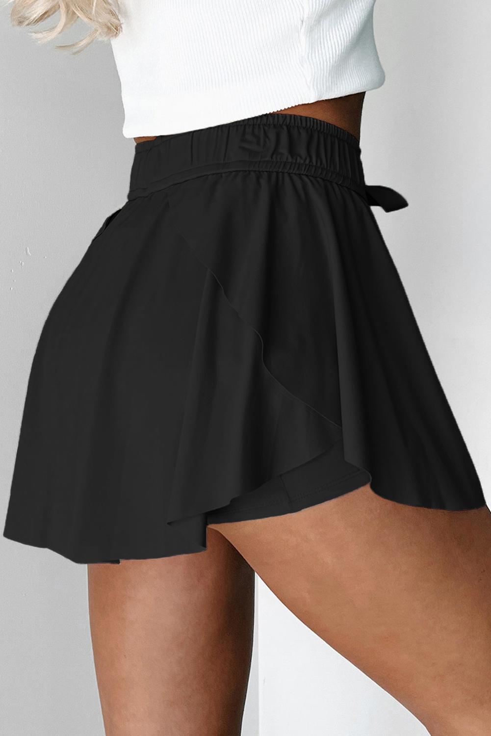 Mntaor Women's Casual Drawstring Tie High Waist Lined Tennis Skorts with Tie Detail, Ideal for Casual Outings and Versatile Wear
