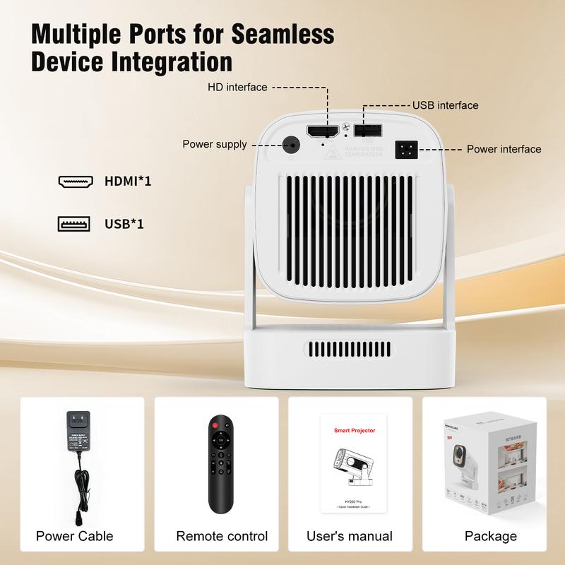 [US warehouse] Magcubic HY310 Portable Projector Auto Focus 330ANSI Native 1080P Android 11 BT5.4 WIFI6 4K Videosource Supported  Smart Flexible Rotating 60Hz Reflash Home Cinema Mini Projector 130"Screen Built-in Speaker Allwinner H713