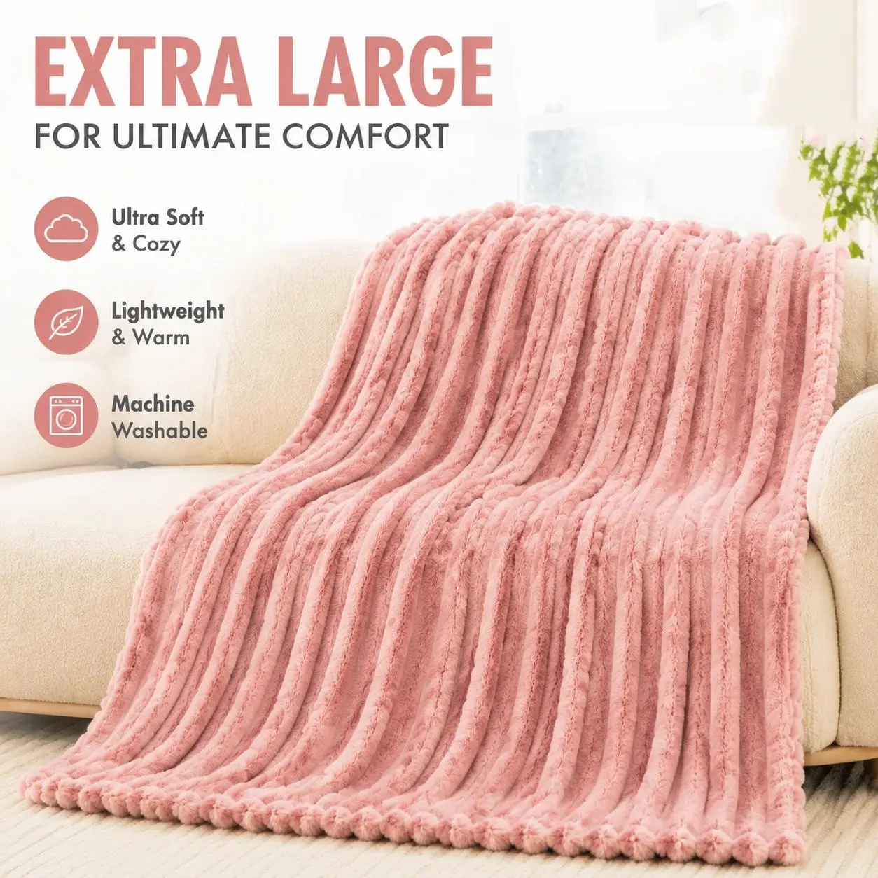 Soft, thick plush sofa throw blanket — warm office nap cover/blanket, all-season home air-conditioning companion blanket, available in multiple colors
