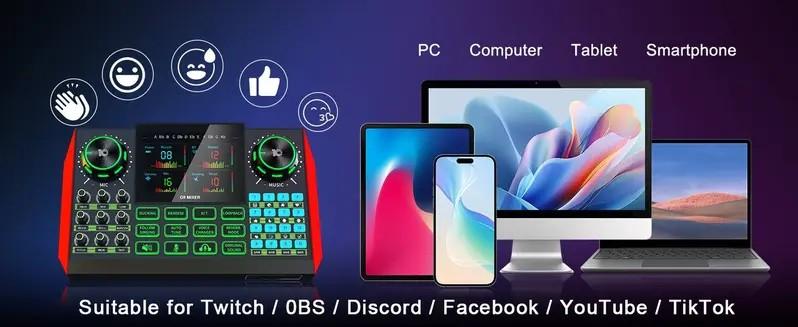 Tenlamp G9 Live Streaming Sound Card Set, Mixer Device with Voice Changer, 2-Level Noise Reduction, Built-in 2000mAh Battery for Live Streaming, Singing and Video Makers Tenlamp G9 Live Streaming Sound Card Set, Mixer Device with Voice Changer, 2-Level Noise Reduction, Built-in 2000mAh Battery for Live Streaming, Singing and Video Makers