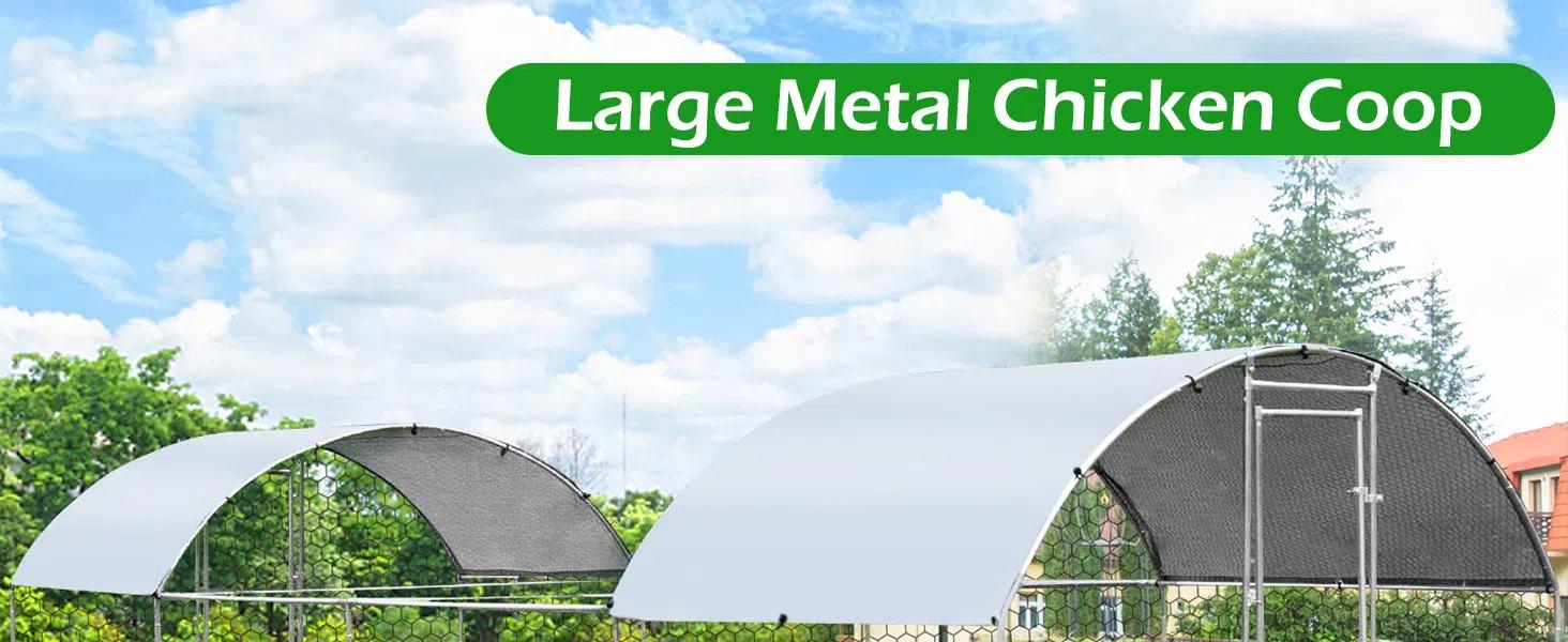 AECOJOY Large Dome Walk-in Metal Chicken Cage with Chain Link Fence - Prevents Predators - Suitable for 10+ Chickens and Poultry Outdoor