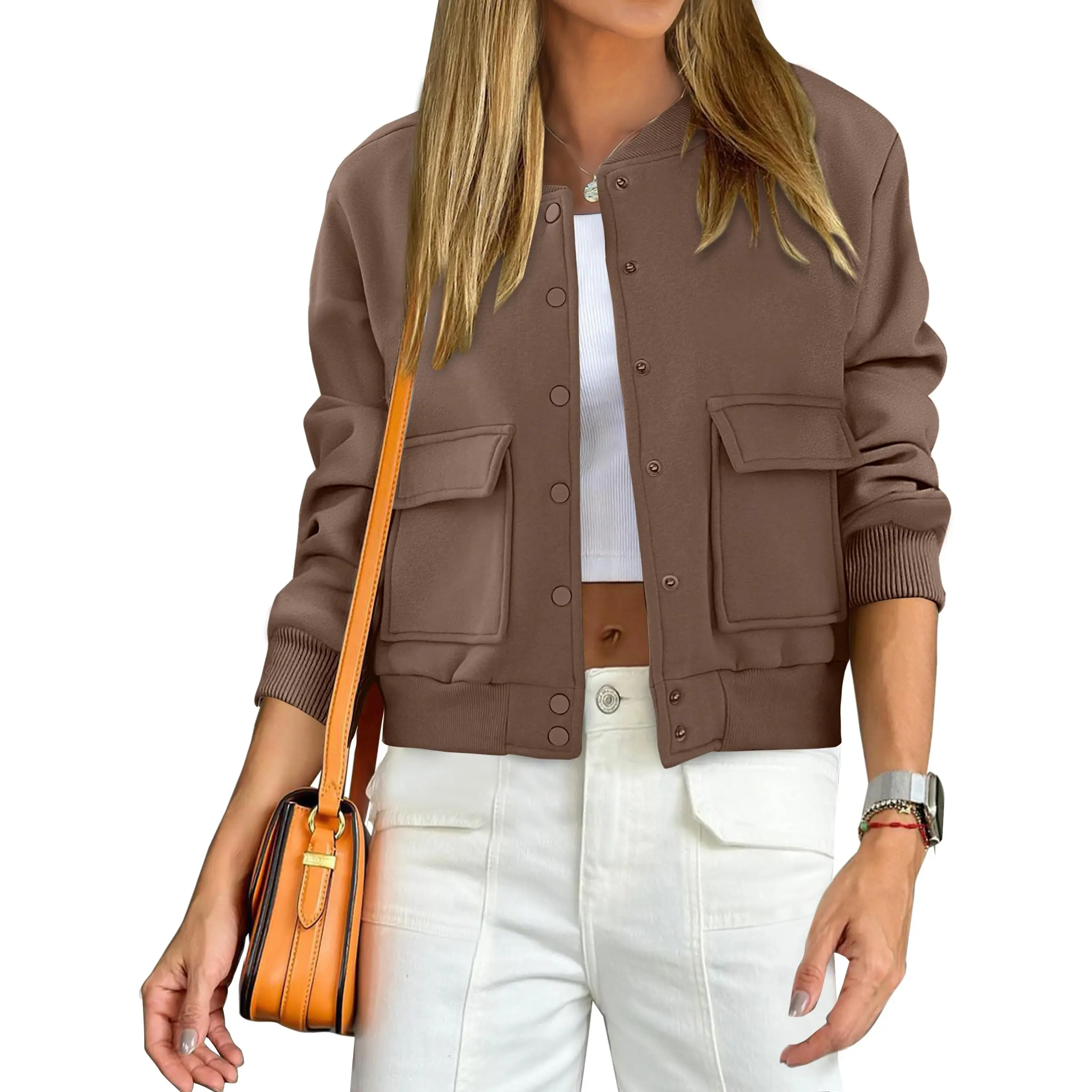 ANRABESS Women Cropped Bomber Jacket 2026 Fashion Casual Trendy Varsity Y2k Jackets Fit Coats