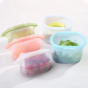 2pc Reusable Food Storage Containers for Healthier Preservation Food-Grade Silicone Bags Airtight Sealing Boxes Various Sizes Lunch Boxes for Office Camping Refrigerator Fruits Vegetables Organiser Drawer