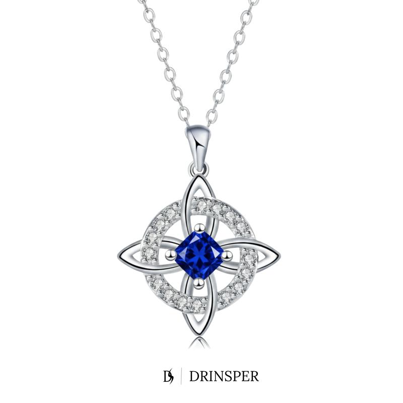 Drinsper Witches Knot Pendant Necklace for Women Girls Birthstone By Month Zirconia Hecate Dark Goddess of Witched Celtic Knot Design Tetragrammaton Collar De Amuleto De Protecion Pendientes Wiccan Pagan Fashion Jewelry Accessory Chrismas Gift for Mom