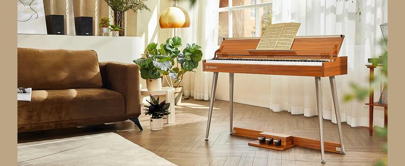 Donner DDP-80 PLUS 88 Key Weighted Wooden Upright Digital Piano with Semi-open Cover