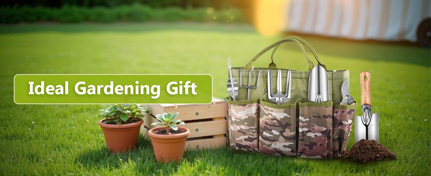 Gardening Tool Set, Saraily Stainless Steel Heavy Duty Gardening Tool Set, with Non-Slip Rubber Grip, Storage Tote Bag, Outdoor Hand Tools, Ideal Gardening Gifts for Women