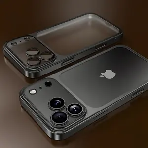 Luxury Matte Transparent Wireless Charging Phone Case for iPhone 13/14/15/16/17 Air Pro Max with Shockproof Lens Film and Clear Back Cover