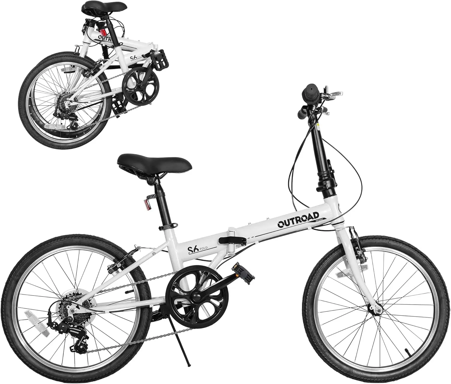 Outroad 20-Inch 7-Speed Lightweight Folding Bike for Adult City Commuting, V-Brake, Adjustable Stem, Adjustable & Ergonomic Saddle, 200lbs/200lb Capacity, 95% Assembled Upon Arrival (Black, White, Blue, Pink)