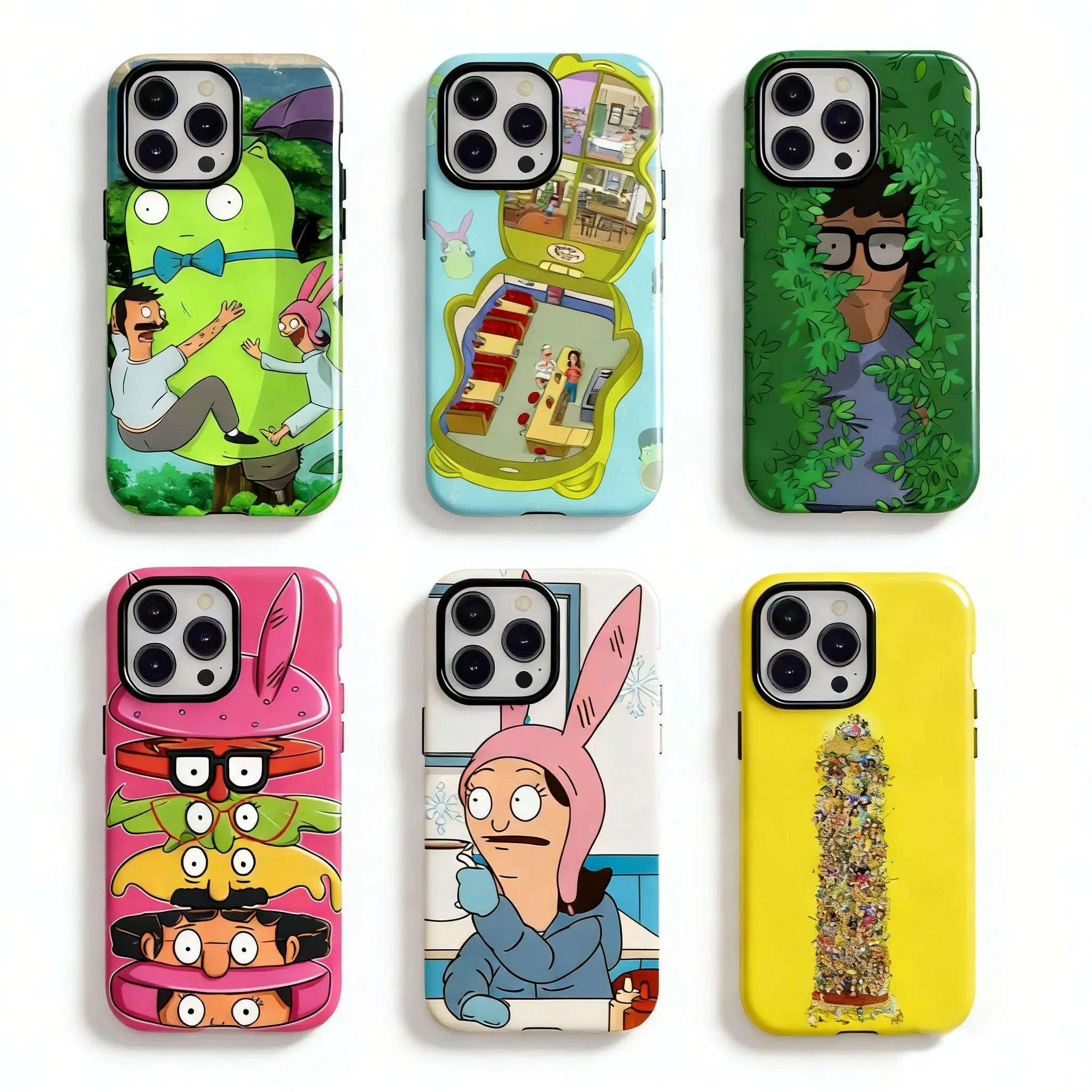 Bob's Burgers Phone Case Shockproof Cover with Belcher Family Louise Belcher & Kuchi Kopi Designs Compatible for iPhone 17 16 15 14 13 12 11