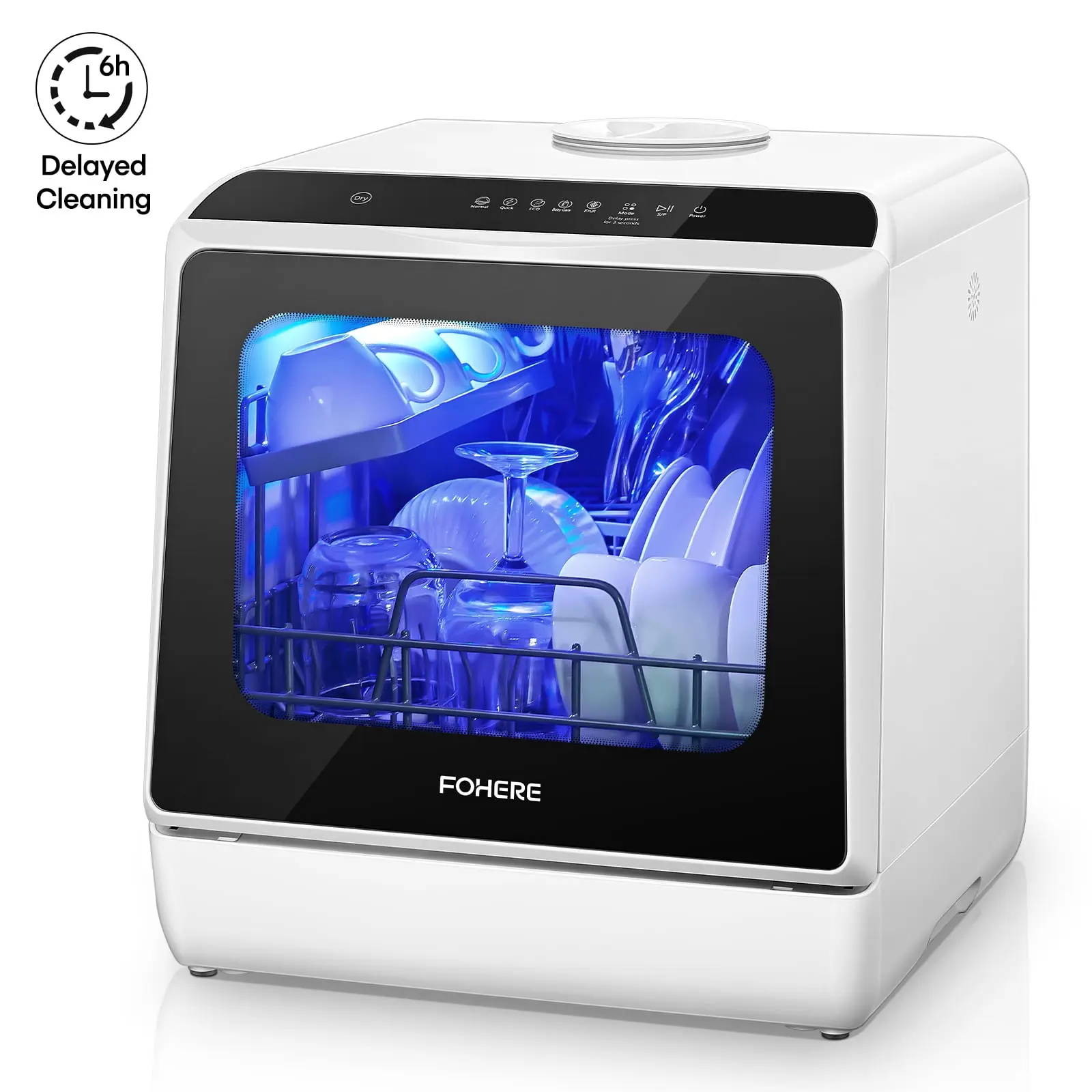 Portable Countertop Dishwasher with Timeing Function, 6 Programs, 360°Dual Spray, 167℉ High-Temp, Mini Dishwasher for Home,Apartments,RVs