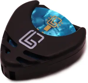 Guitar Pick Holder with Adhesive Backing – With 10 FREE Celluloid Picks (0.46mm, 0.71mm, 0.96mm), Stocking Stuffer - Guitar Gifts & Father's Day Gift, For Electric, Acoustic, Bass, Ukulele