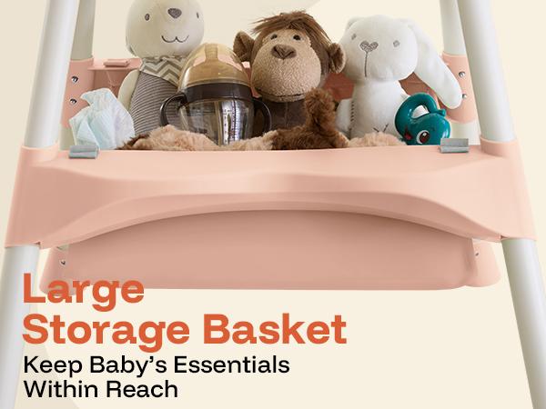 HARPPA 6-in-1 Convertible Baby High Chair, Foldable Highchair with Removable Tray, Baby Feeding Chair With Harness & Storage Basket, Toddler Gift, Baby Items