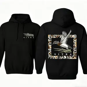 Stylish Sitka Hunting Hoodie with Flying Duck in Camo Pattern Perfect for Outdoor Enthusiasts Unisex Hoodie for Men Menswear Apparel Made In The USA