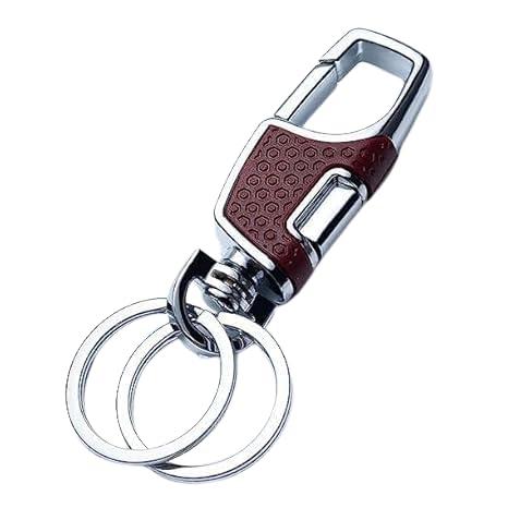 Durable Metal Dual Ring Keychain Black & Red Hook Key Holder for Car Bike & Office Keys 3 PCS Set